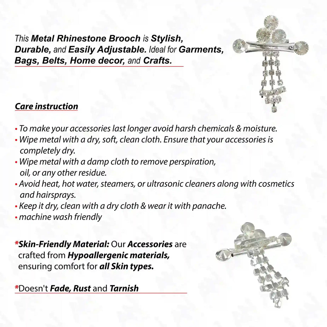 Ani Accessories Regal Rhinestone & Crystal Brooch for Trendy Fashion with Stylish Design and Durable Material