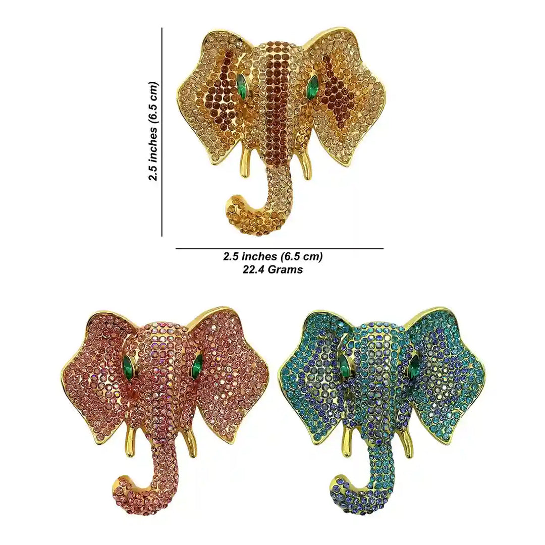 ANI Accessories rhinestone elephant brooch size chart: 6.4 x 6.4 cm (2.5 x 2.5 inches) 