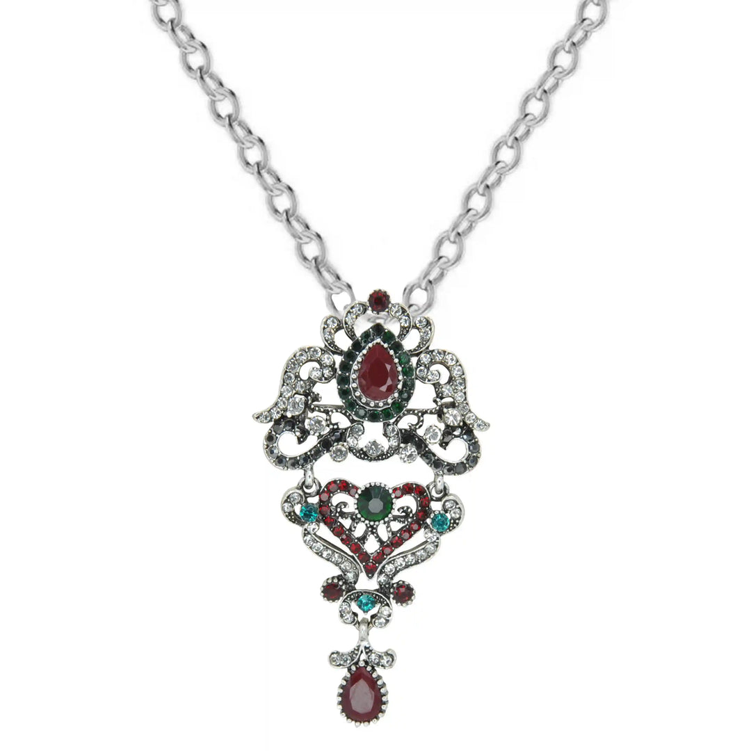 ANI Accessories royal heirloom brooch worn as a pendant on a silver chain 