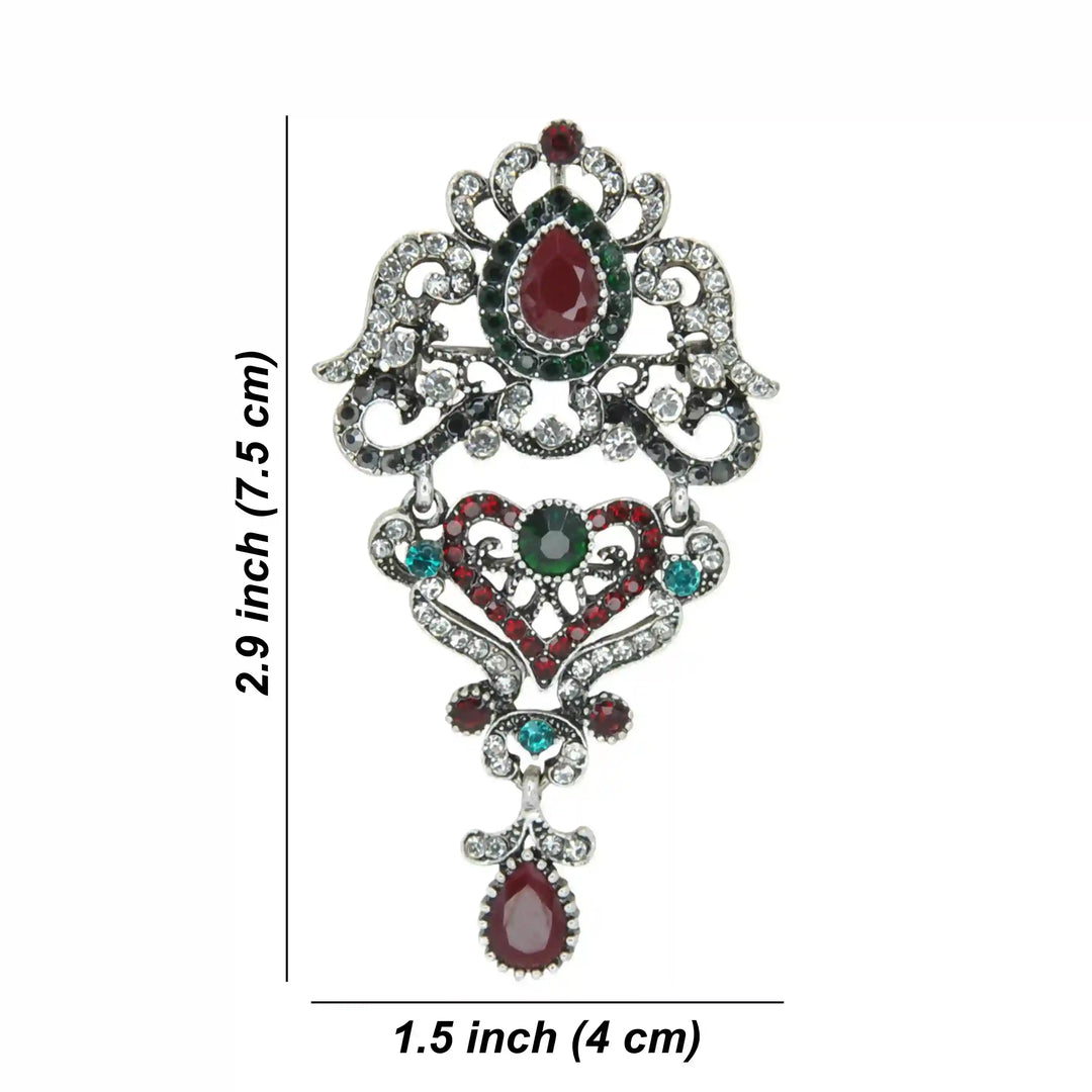 ANI Accessories royal heirloom crystal brooch size chart: 7.5 x 4 cm (2.9 x 1.5 inches) 