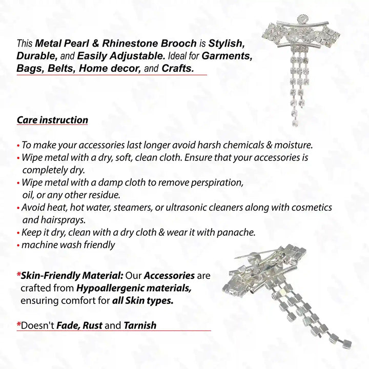 Shiny Silver Rhinestone & Crystal Brooch for Enhance Fashion, Stylish and Durable for Accessories and Crafts
