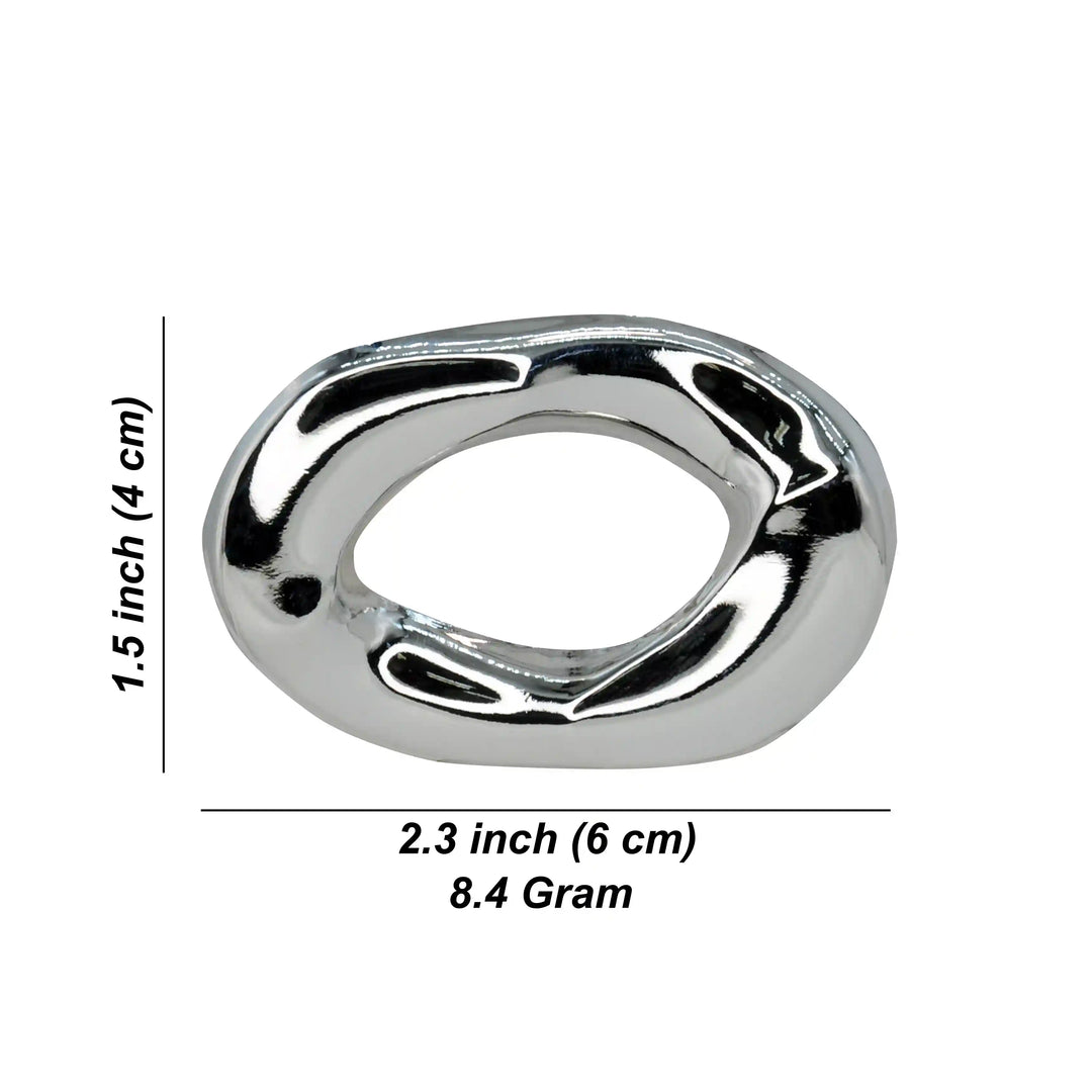 ANI Accessories silver abstract brooch size chart: 6 x 4 cm (2.3 x 1.5 inches), 8.4 grams 