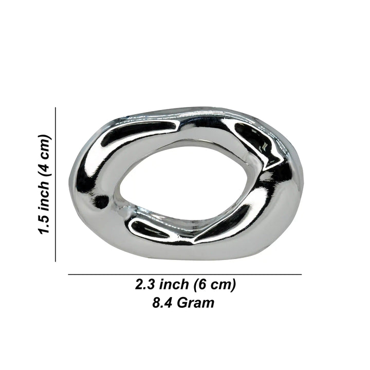ANI Accessories silver abstract brooch size chart: 6 x 4 cm (2.3 x 1.5 inches), 8.4 grams 