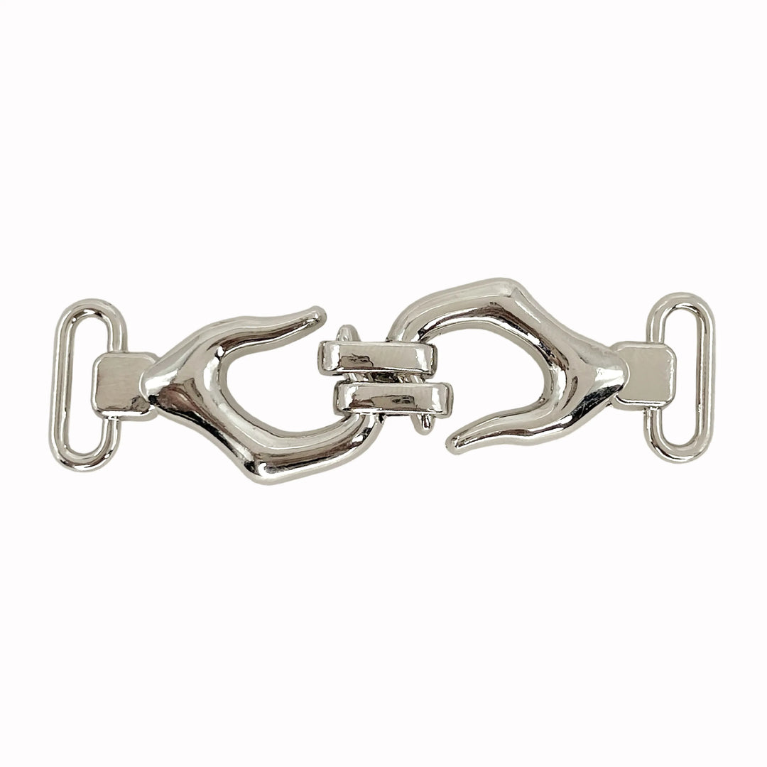 ANI Accessories silver buckle for coat with two hooks joined by a centre link 