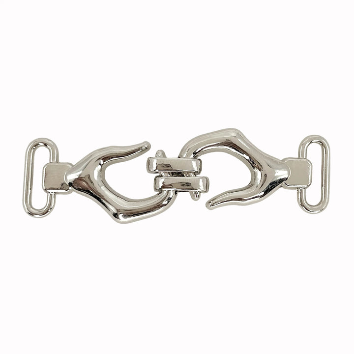 ANI Accessories silver buckle for coat with two hooks joined by a centre link 