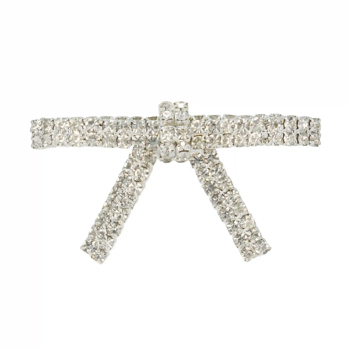 Elegant Sparkling Rhinestone Metal Brooches for Women featuring a stylish bow design with shimmering crystals
