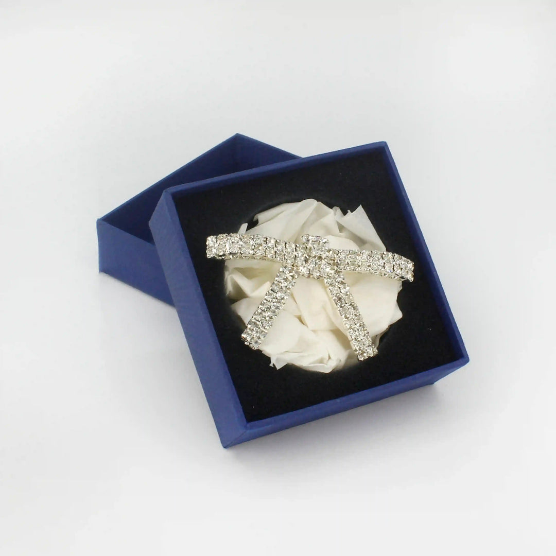Ani Accessories Sparkling Rhinestone Metal Brooches for Women in elegant gift box with white tissue paper