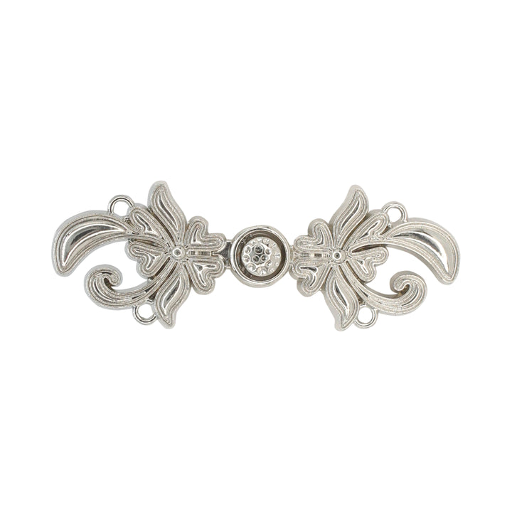 Silver Floral Frog Closure Metal Buttons