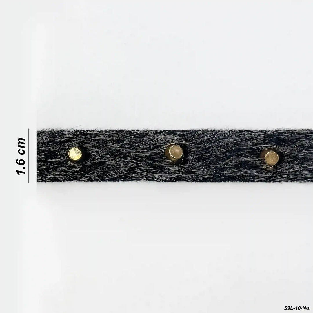ANI Accessories studded fur trim size chart showing 1.6 cm width with white color background 