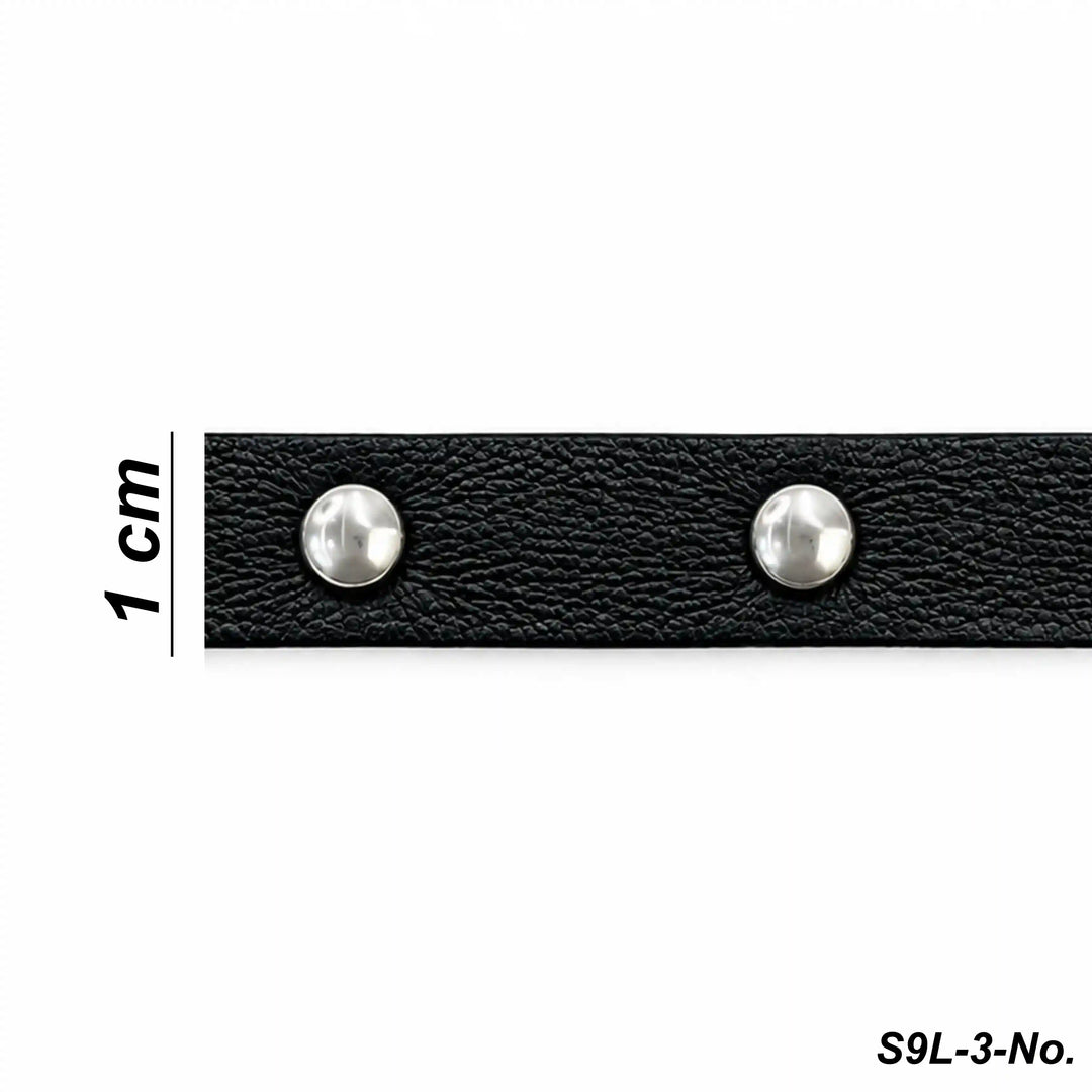 ANI Accessories studded leather trim size chart showing 1 cm width with white color background 