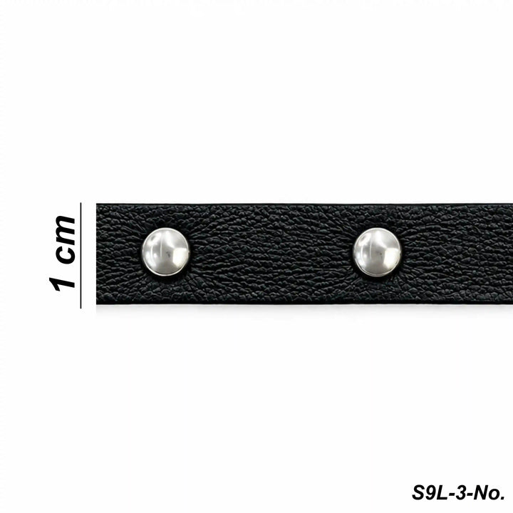 ANI Accessories studded leather trim size chart showing 1 cm width with white color background 