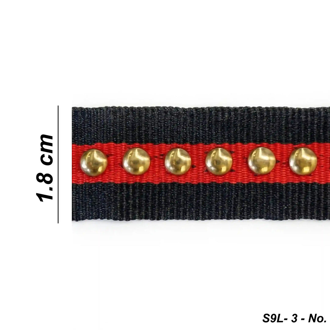 ANI Accessories studded ribbon trim size chart showing 1.8 cm width with white color background 