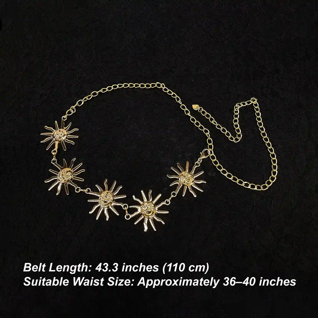 ANI Accessories sun chain belt size chart showing 110 cm length 