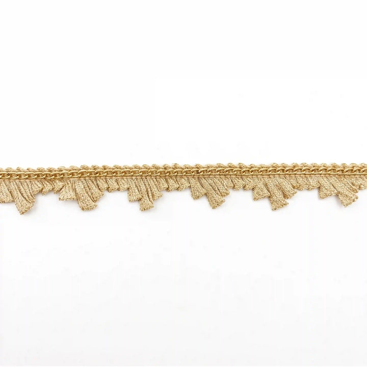 ANI Accessories thin gold lace border laid flat on white background 