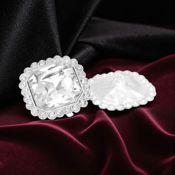 Elegant Rhinestone Silver Metal Buttons
