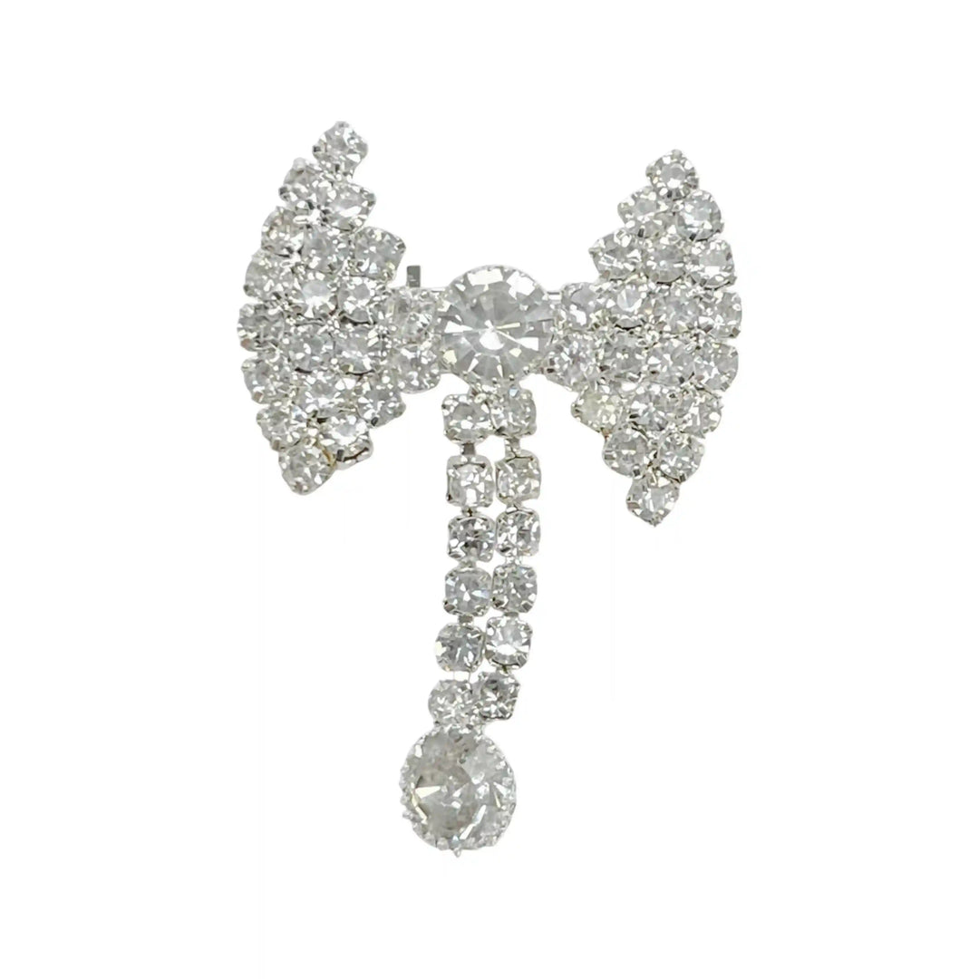 Unisex Rhine Stone Bow Brooch for Occasion with Sparkling Crystals and Elegant Design