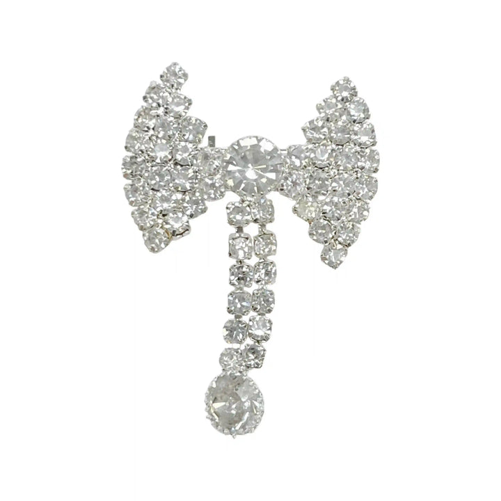 Unisex Rhine Stone Bow Brooch for Occasion with Sparkling Crystals and Elegant Design