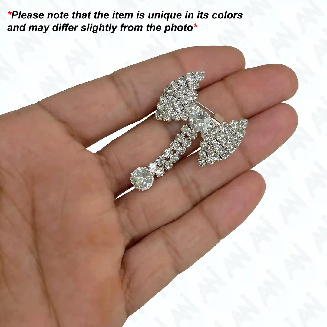 Elegant Unisex Rhine Stone Bow Brooch for Occasion, featuring shimmering rhinestones in a stylish design