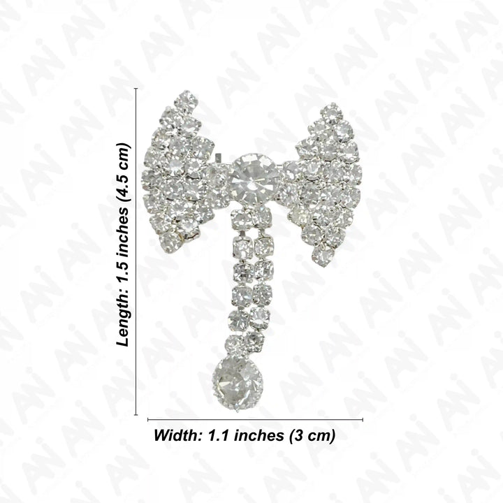 Unisex Rhine Stone Bow Brooch for Occasion with sparkling crystal embellishments and elegant design