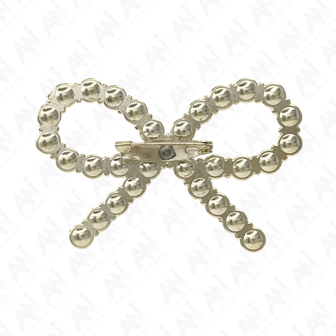 Elegant Bow Pearl Brooch for Saree, Hair, Hijab, Bridal & Wedding with a shiny pearl finish