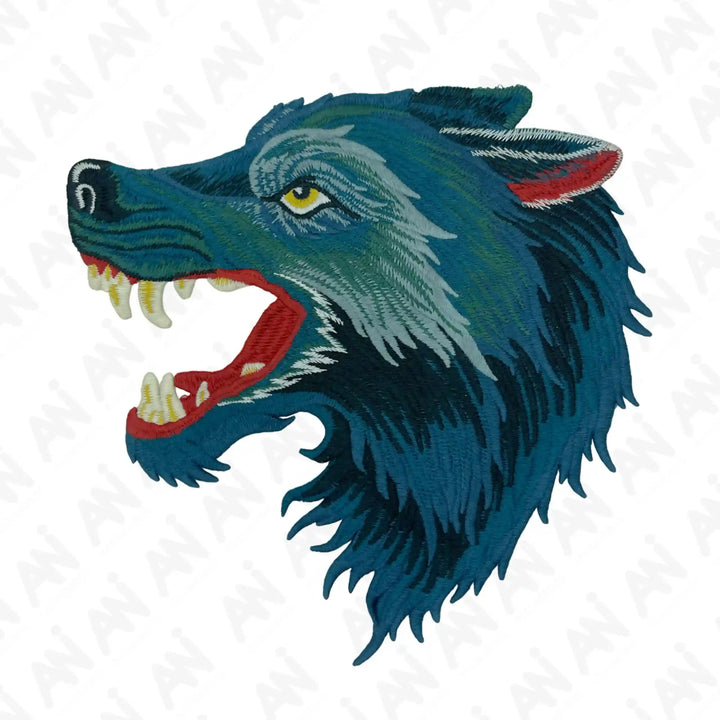 Embroidery Wolf Clothing Patch featuring a detailed wolf head design with vibrant colors