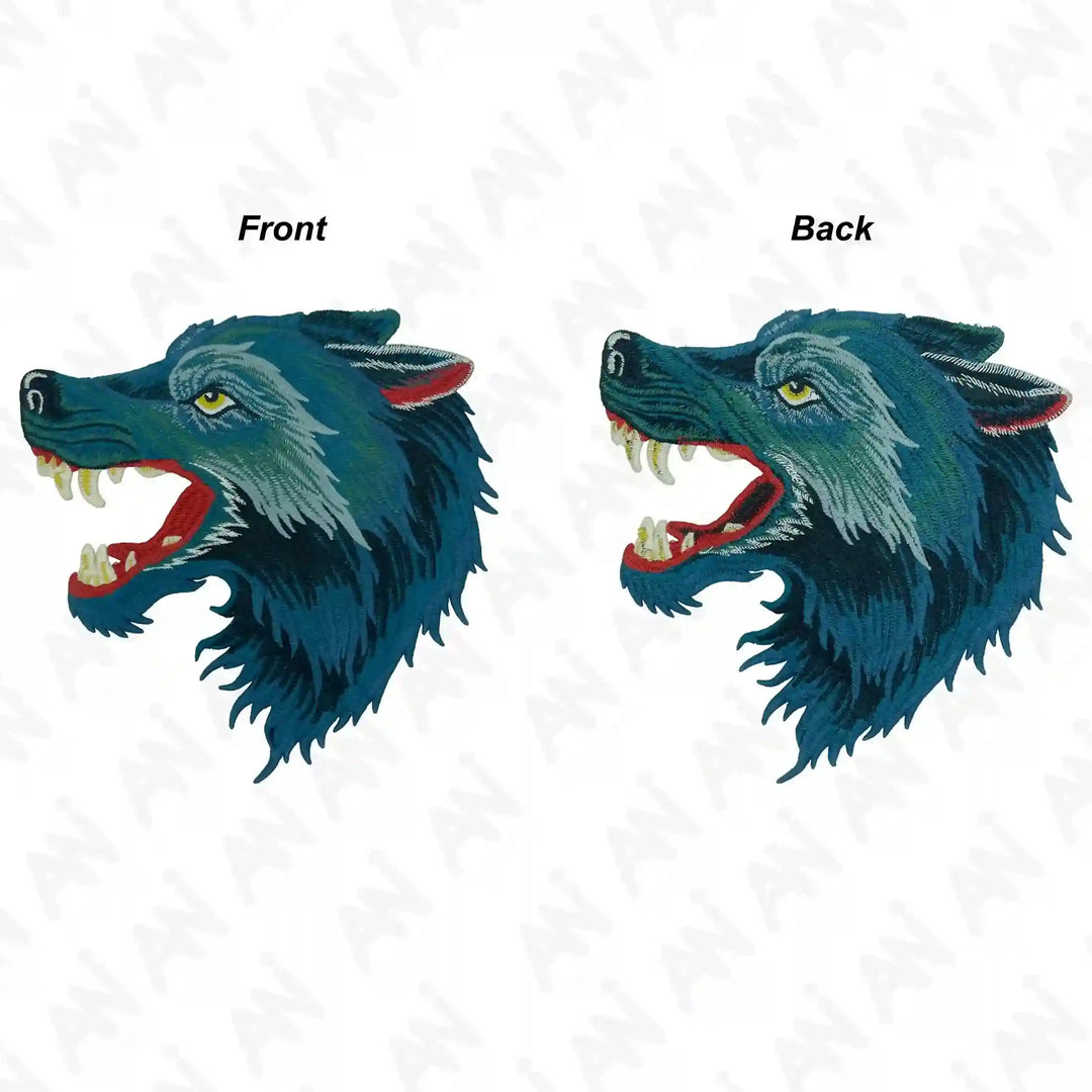 Embroidery Wolf Clothing Patch featuring a detailed wolf head design in vibrant colors