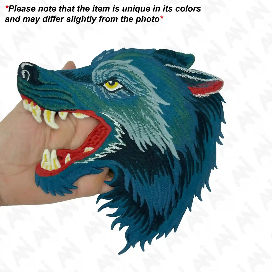 Embroidery Wolf Clothing Patch showcasing detailed wolf head design in vibrant colors