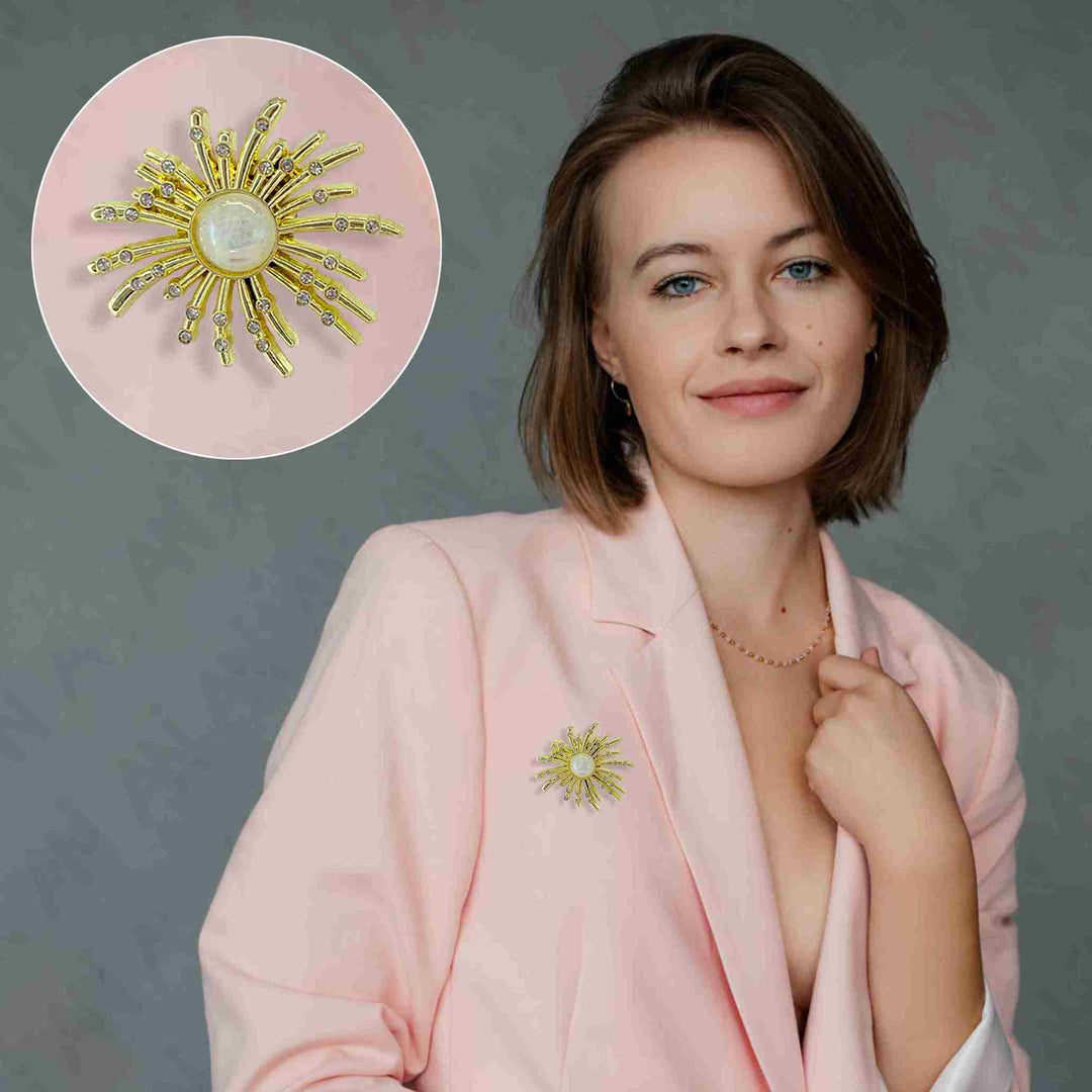 Elegant Ani Accessories floral pearl brooch for sarees & outfits featuring a stunning sunburst design