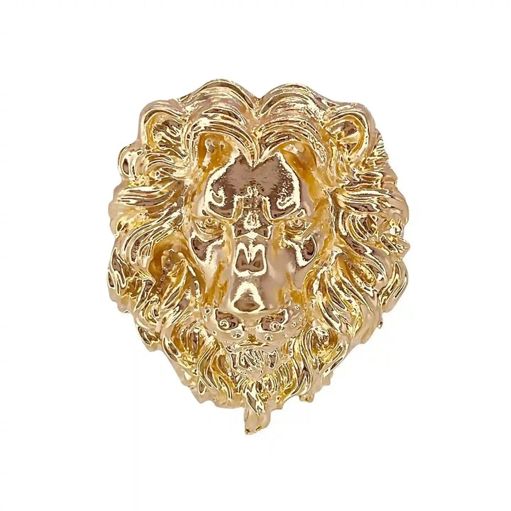 Stylish gold lion brooch with detailed lion head design for elegant accessories
