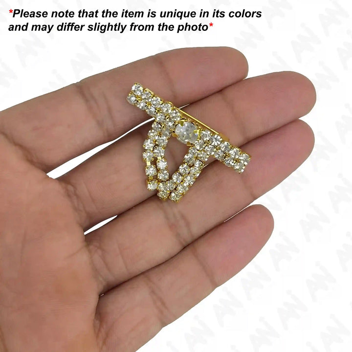 Gold & Silver Rhine Brooch for Women's Outfit with Elegant Rhinestone Design