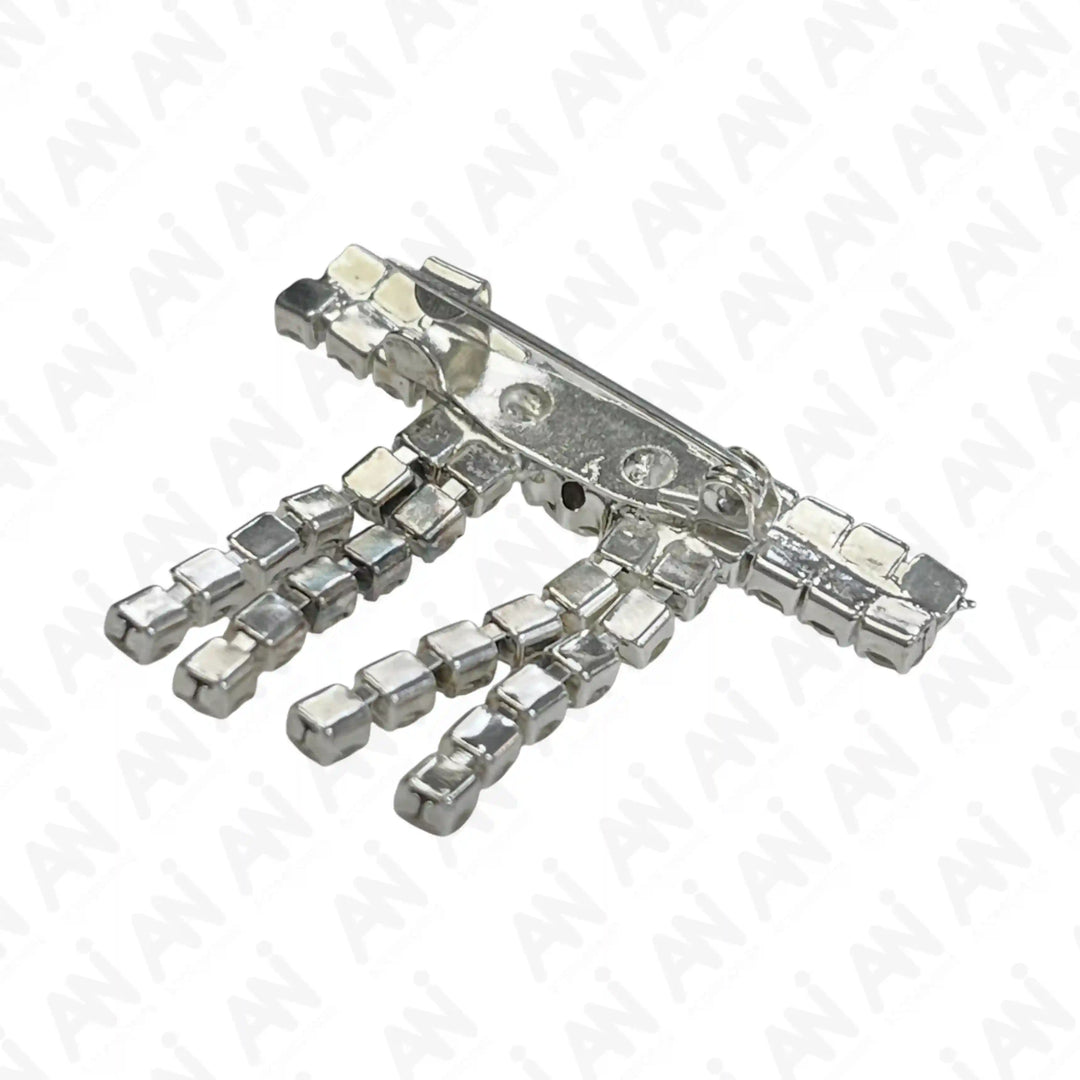 Gold & Silver Rhine Brooch for Women's Outfit with Elegant Hand Design and Sparkling Details