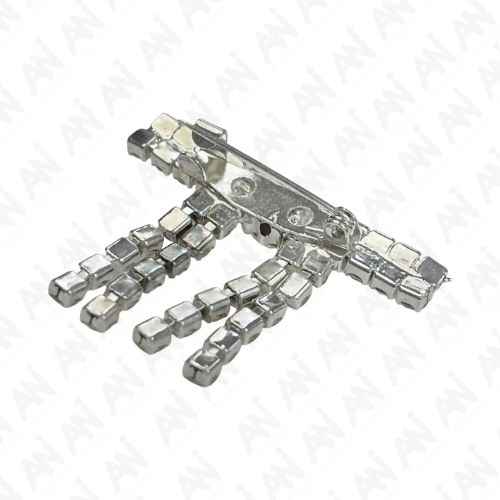Gold & Silver Rhine Brooch for Women's Outfit with Elegant Hand Design and Sparkling Details