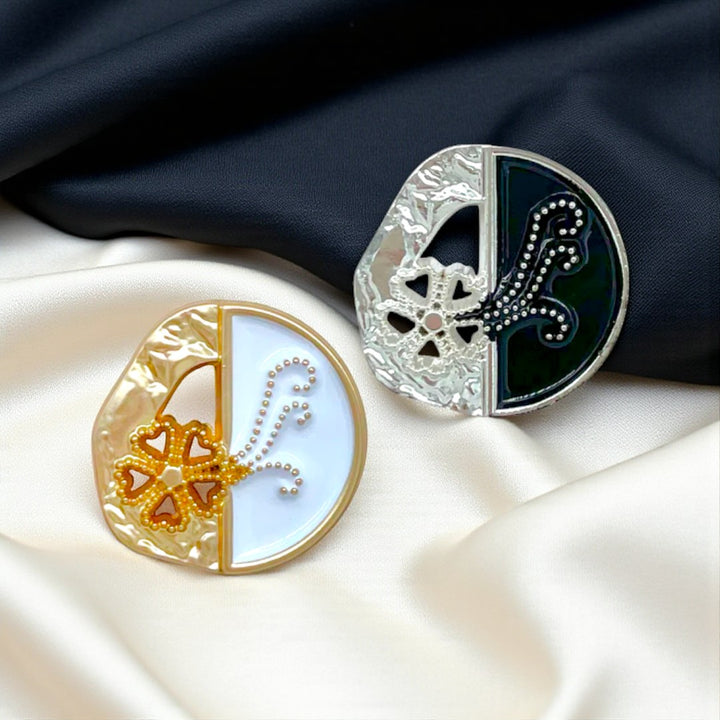 Ornate Metal Button with Pearl Embellishments