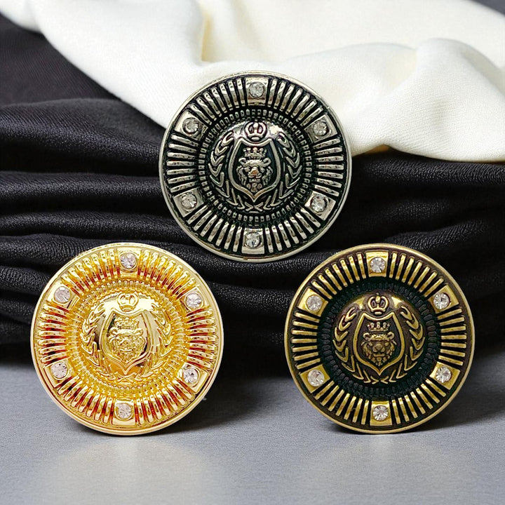 Heraldic Lion Crest Rhinestones Buttons 