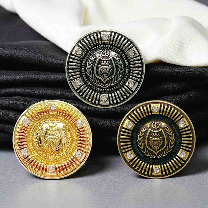 Heraldic Lion Crest Rhinestones Buttons | 15mm, 18mm & 23mm