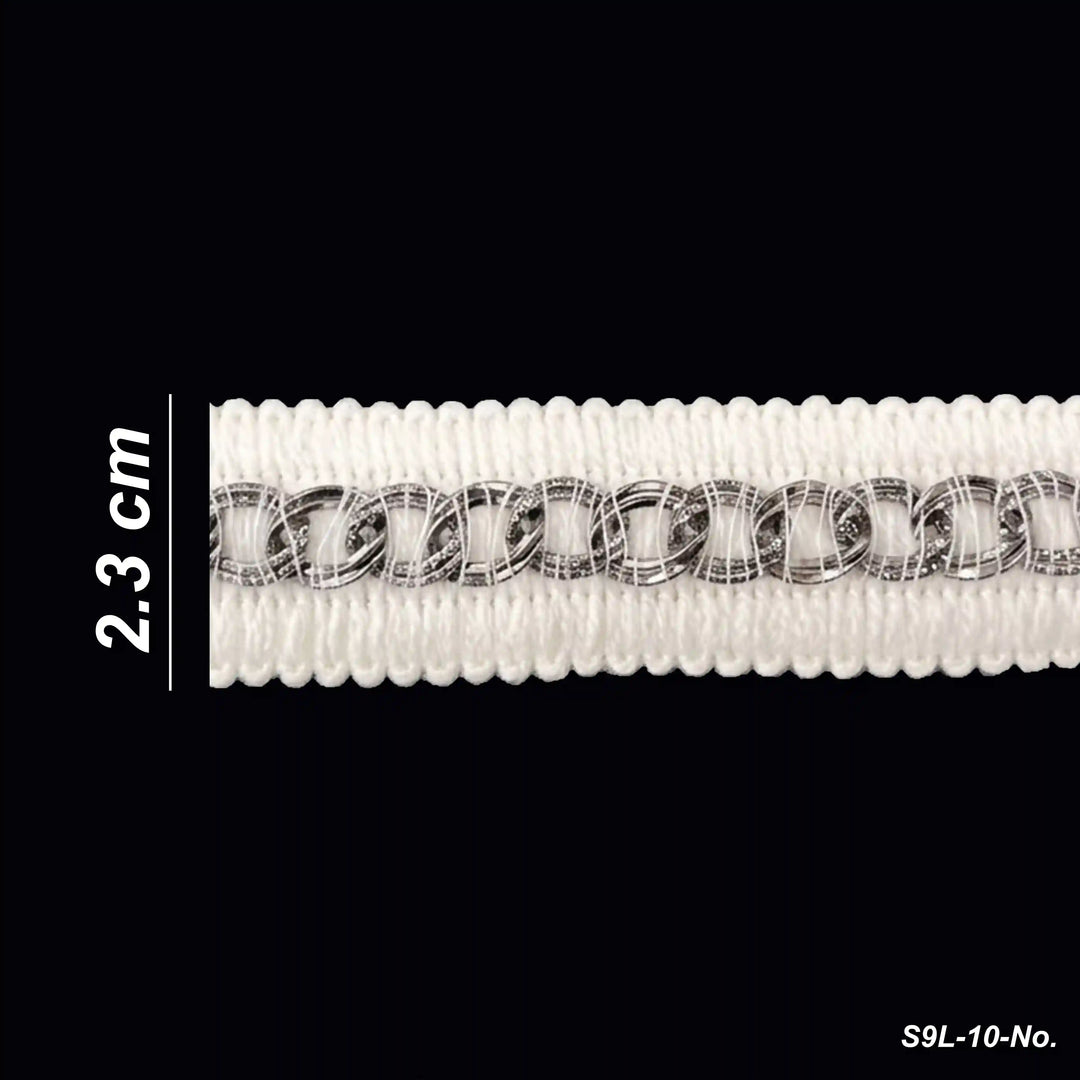 ANI Accessories white and silver lace size chart showing 2.3 cm width with white color background 