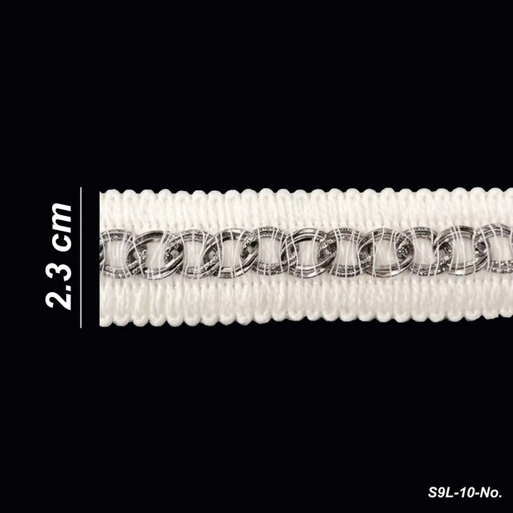 ANI Accessories white and silver lace size chart showing 2.3 cm width with white color background 