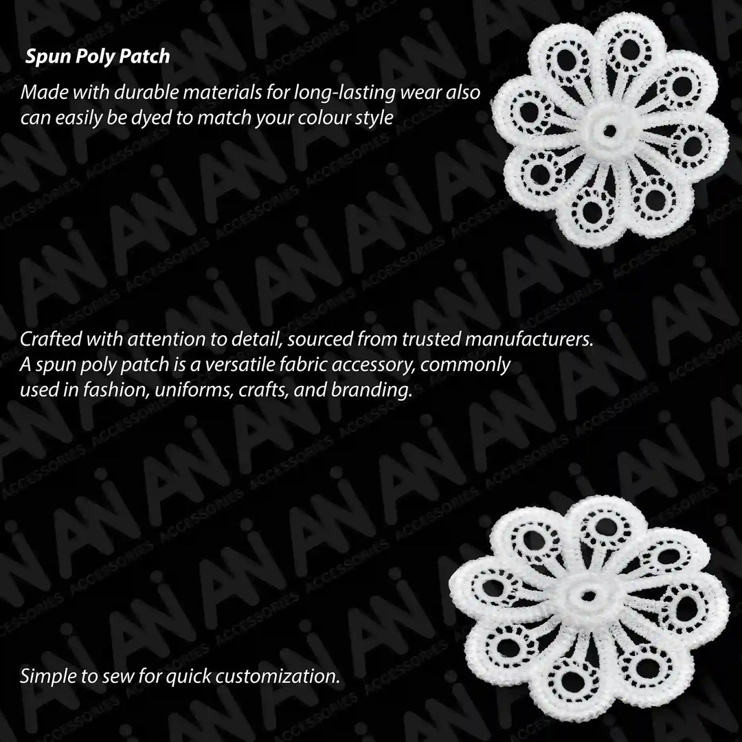 ANI Accessories white dyeable sew-on eyelet flower patch, product details 