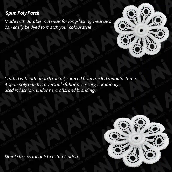ANI Accessories white dyeable sew-on eyelet flower patch, product details 