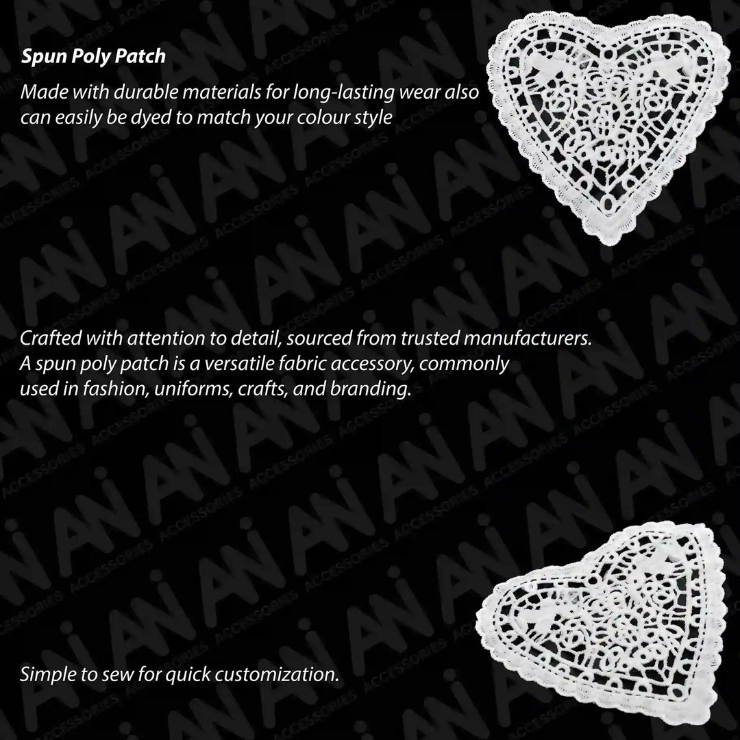 ANI Accessories white dyeable sew-on heart patch, product details 