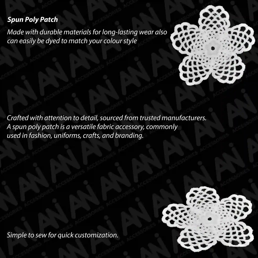 ANI Accessories white dyeable sew-on flower patch, product details 