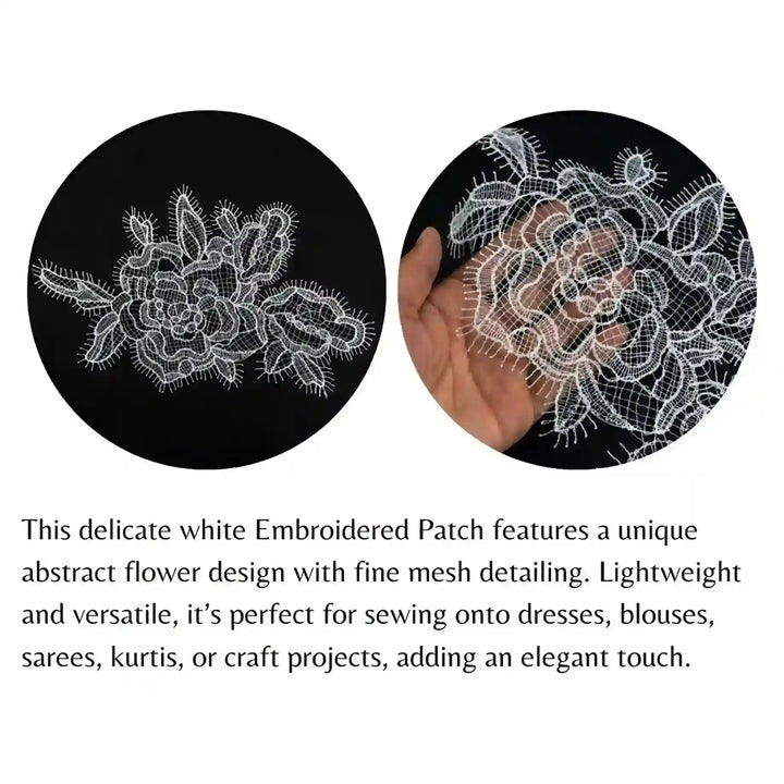 ANI Accessories close-up circles showing the mesh and eyelash edge of a white flower patch 