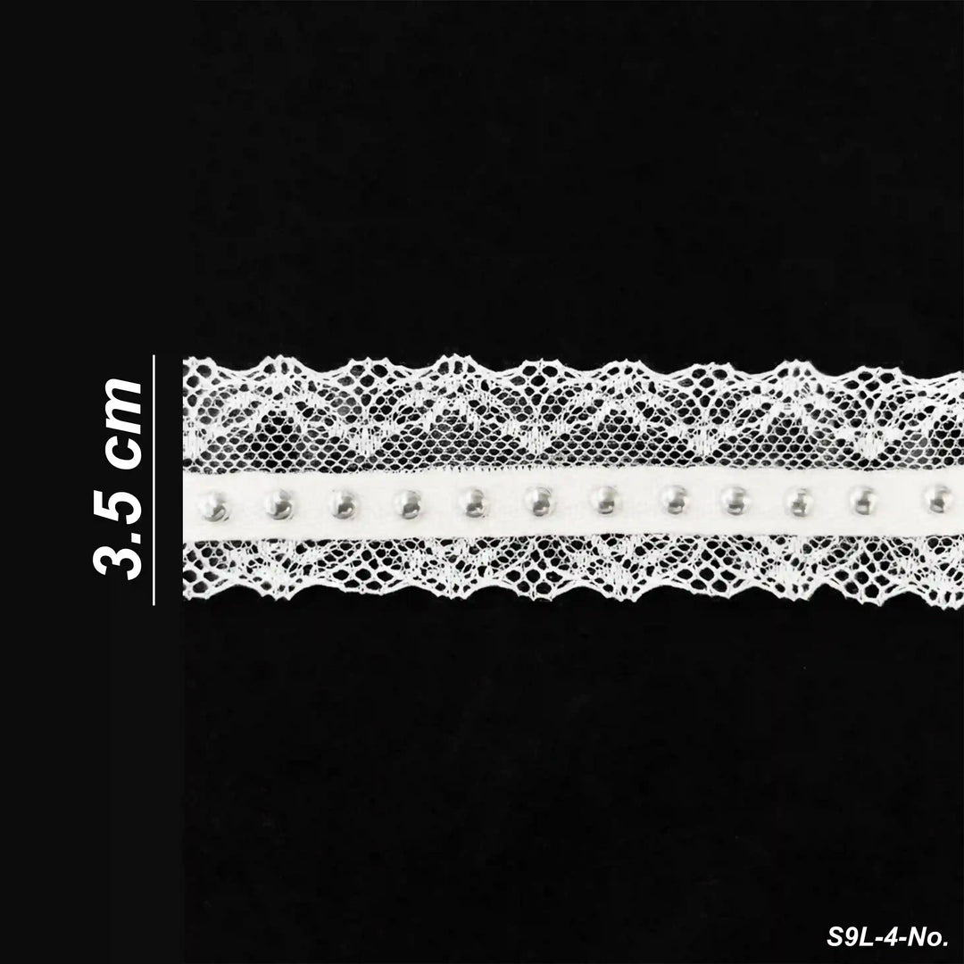ANI Accessories white lace border size chart showing 3.5 cm width with black background 