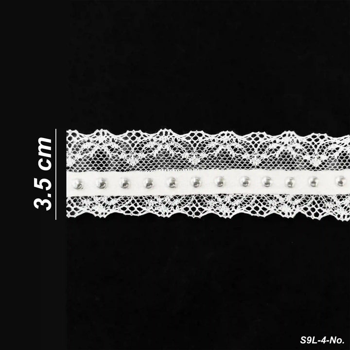 ANI Accessories white lace border size chart showing 3.5 cm width with black background 