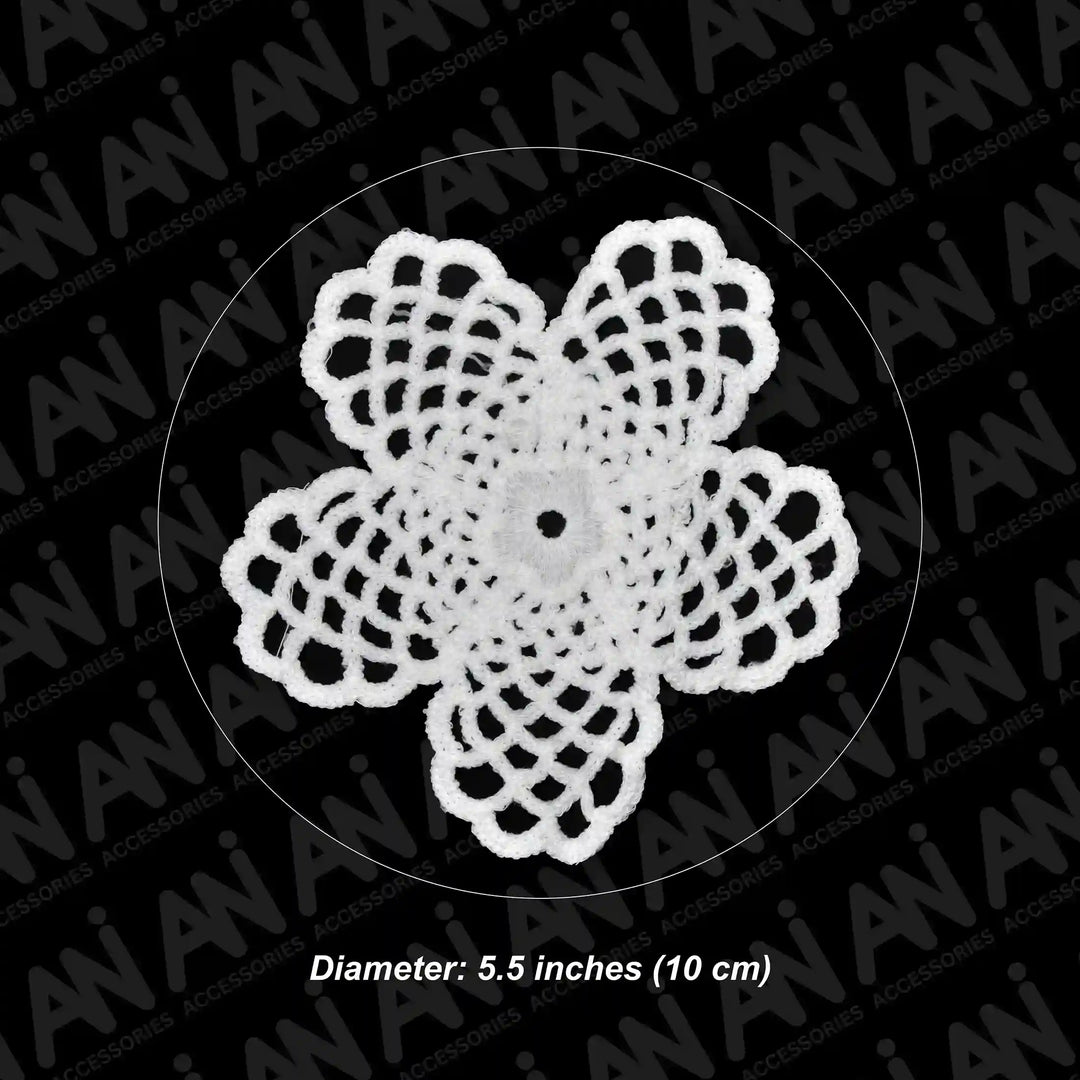 ANI Accessories white net flower patch size chart: 5.5 inches diameter 