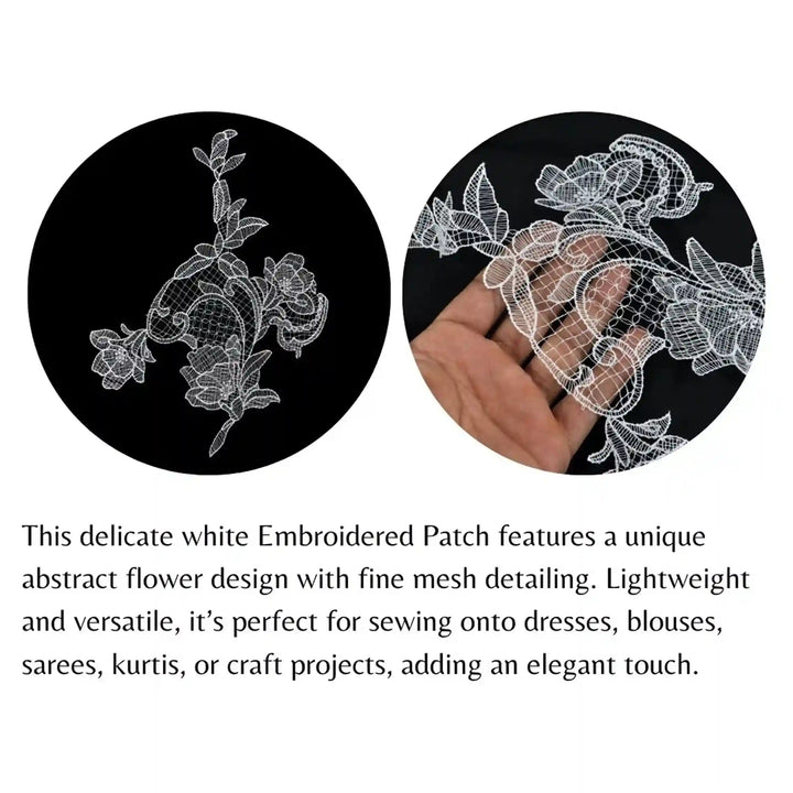 ANI Accessories close-up circles showing the mesh and flower detail of a white paisley patch 