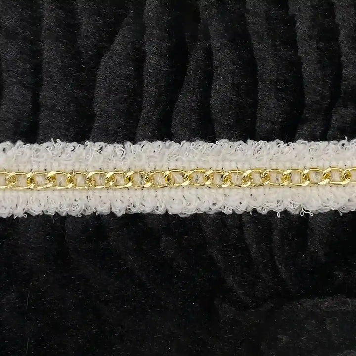 ANI Accessories white tweed golden chain lace laid flat 