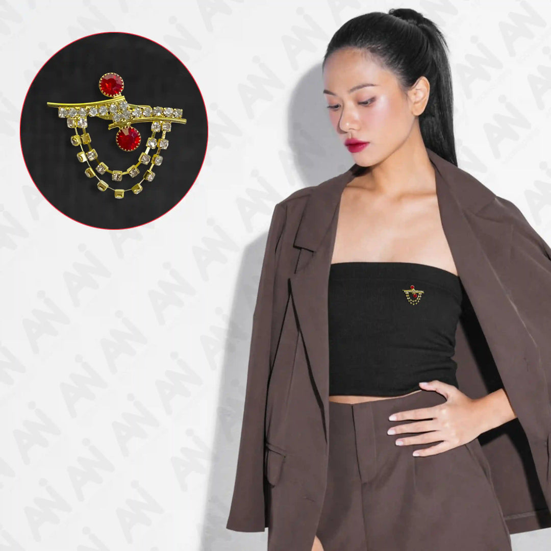 Stunning women's stylish brooches featuring red gemstones and elegant design for fashionable outfits