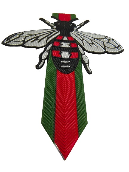 Ani Accessories Bee Zardosi-inspired patch featuring intricate metallic-thread design, ideal for apparel and craft projects