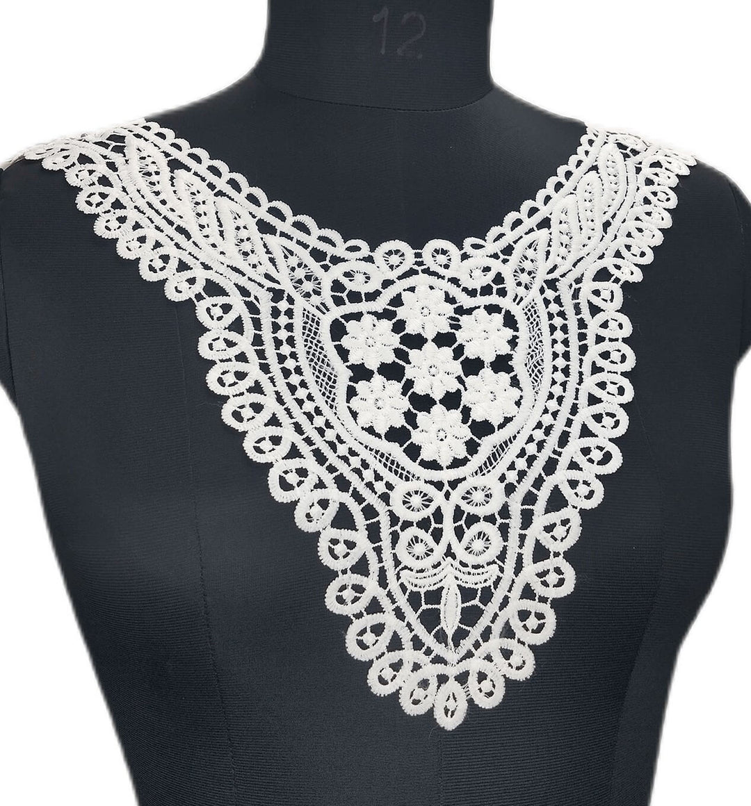 Ani Accessories center flower bunch neckline with leafy border embroidery for elegant dresses and ethnic wear